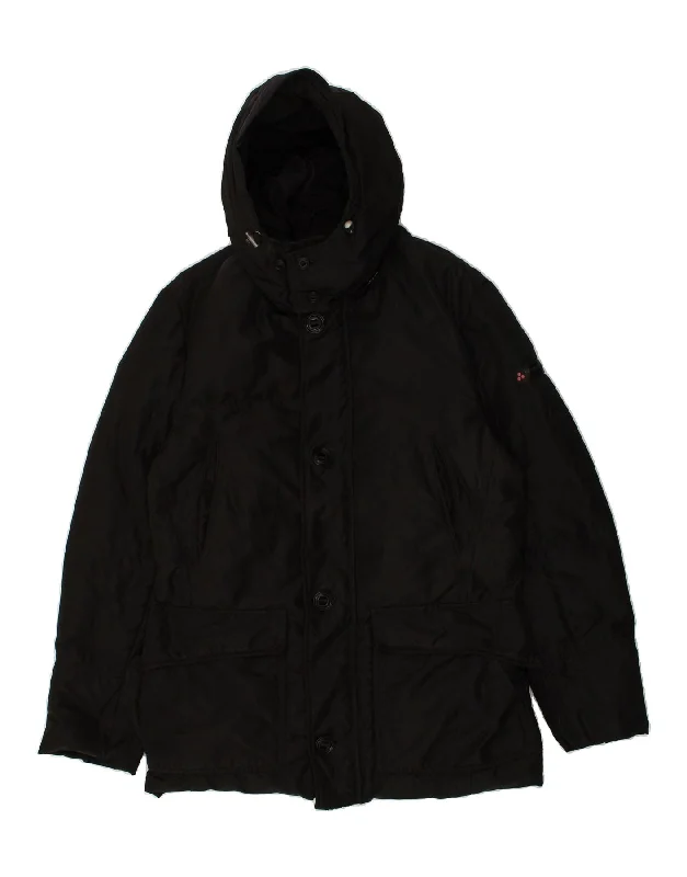 PEUTEREY Mens Hooded Windbreaker Jacket UK 38 Medium Black