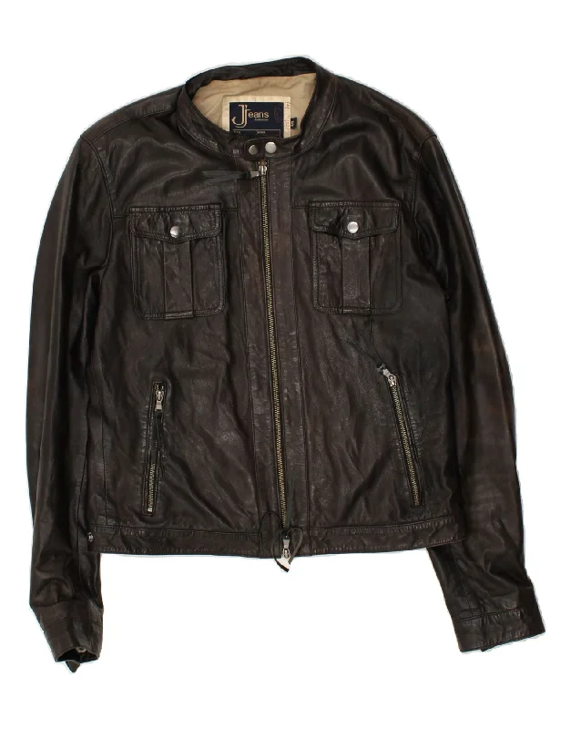 JECKERSON Mens Leather Jacket UK 36 Small Brown Leather