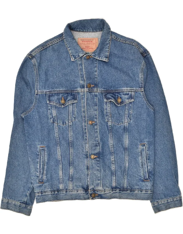 WAMPUM Mens Denim Jacket UK 38 Medium Blue Cotton