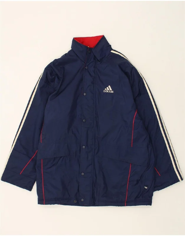 ADIDAS Mens Loose Fit Hooded Windbreaker Jacket UK 40/42 Medium Navy Blue