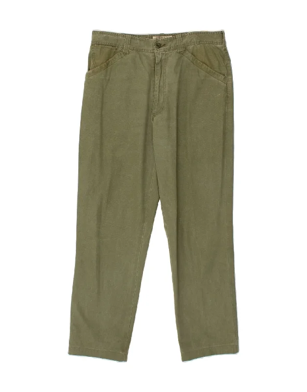 AVIREX Mens Straight Casual Trousers W33 L30  Green Cotton