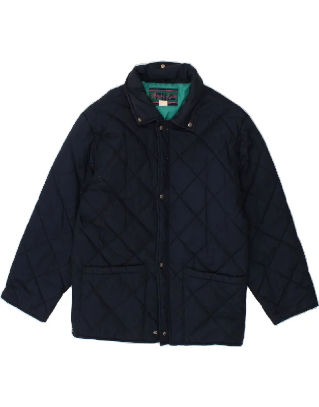 FILA Mens Quilted Jacket UK 38 Medium Navy Blue Polyester