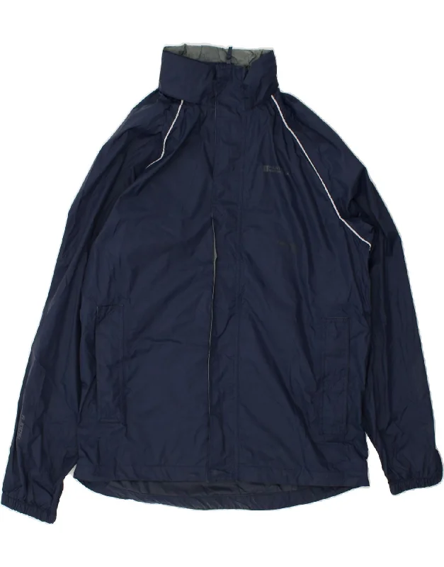 MOUNTAIN WAREHOUSE Mens Hooded Rain Jacket UK 38 Medium Navy Blue Nylon