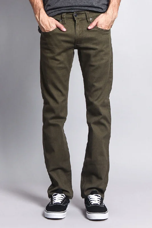 Men's Slim Fit Colored Jeans (Olive)