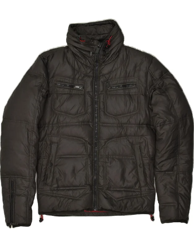 DIESEL Mens Padded Jacket UK 36 Small Black Nylon