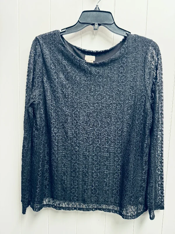 Top Long Sleeve By Chicos In Black, Size: M