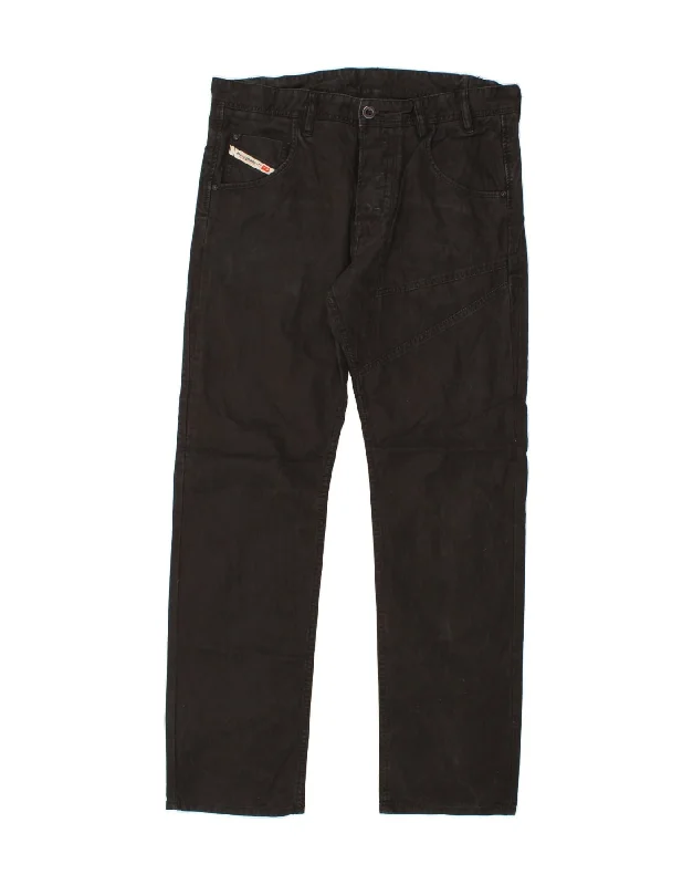 DIESEL Mens Straight Casual Trousers  W34 L32 Black Cotton