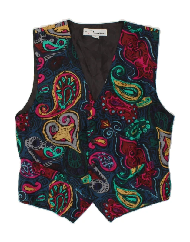 VINTAGE Mens Waistcoat Small Multicoloured Paisley Silk