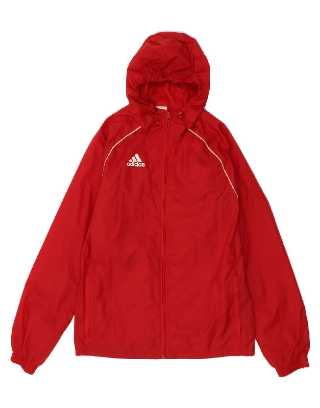 ADIDAS Mens Hooded Rain Jacket UK 36 Small Red Polyester