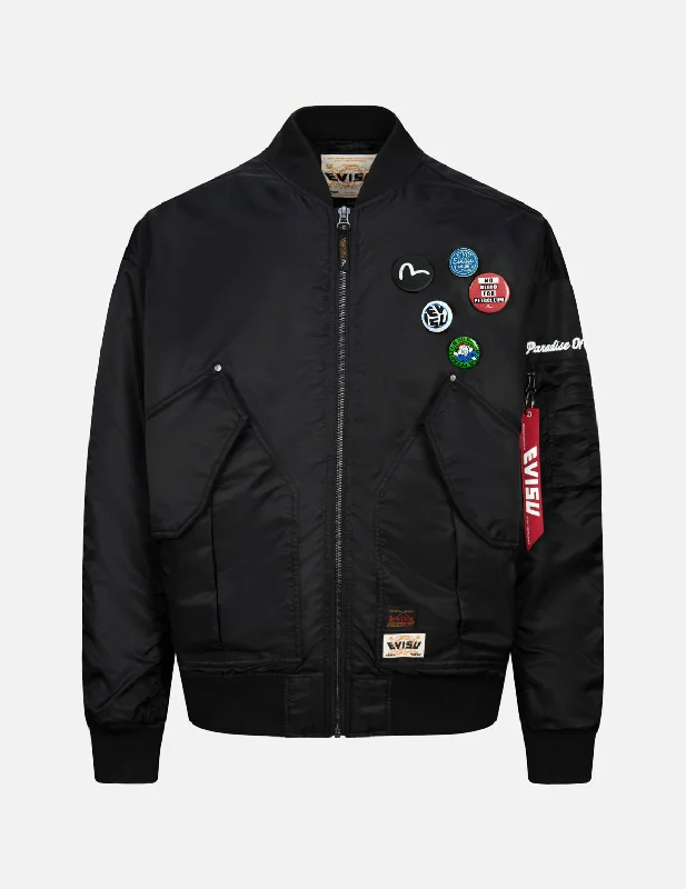 Logo Badges and Seagull Padded Embroidery Loose Fit MA-1 Padded Jacket