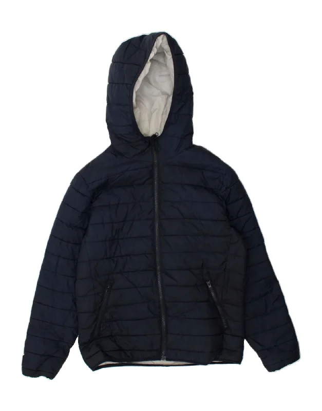 JACK & JONES Mens Hooded Padded Jacket UK 38 Medium Navy Blue Polyester