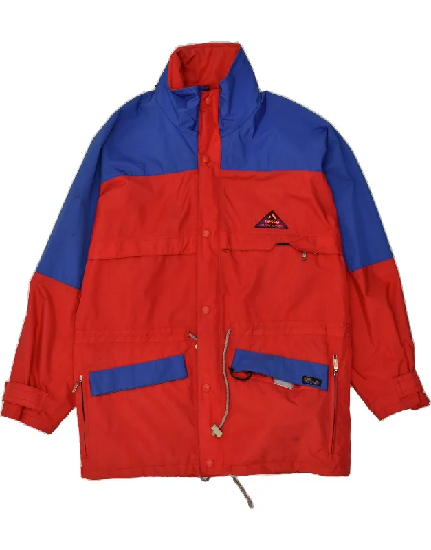 AESSE Mens Loose Fit Rain Jacket UK 38 Medium Red Colourblock Polyester