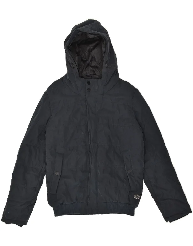 JACK & JONES Mens Hooded Padded Jacket UK 38 Medium Navy Blue Polyester