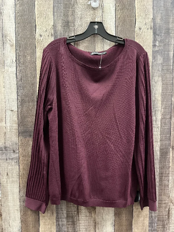 Top Long Sleeve By New York And Co In Maroon, Size: Xl