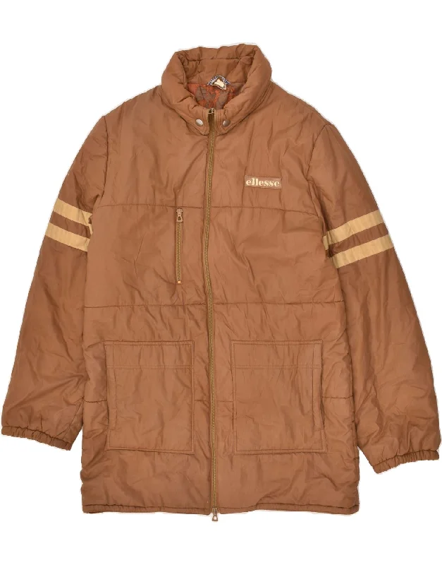 ELLESSE Mens Hooded Padded Coat UK 38 Medium Brown