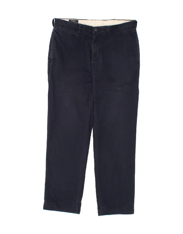 RALPH LAUREN Mens Straight Chino Trousers W34 L30  Navy Blue Cotton