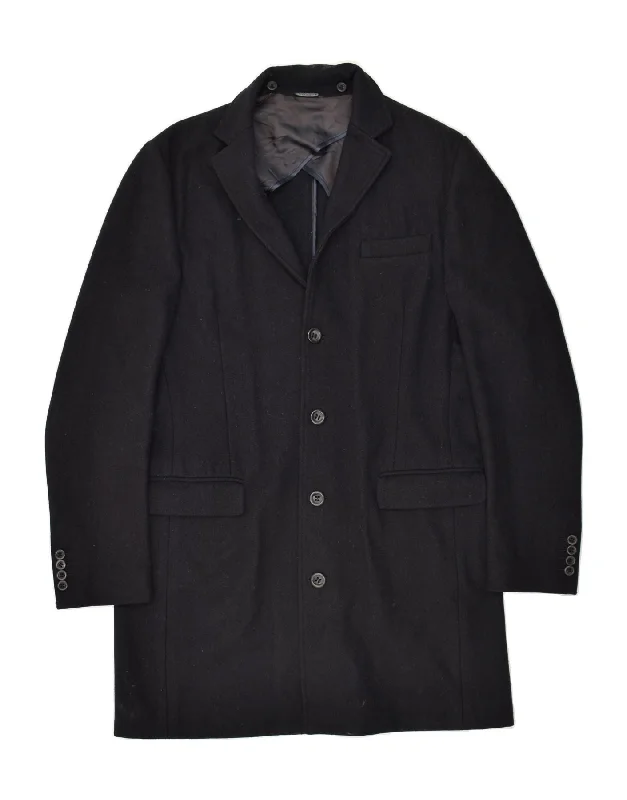 DANIELE ALESSANDRINI Mens Overcoat UK 38 Medium Black Wool