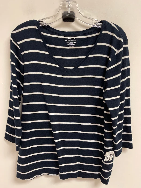 Top 3/4 Sleeve By Chicos In Navy, Size: L