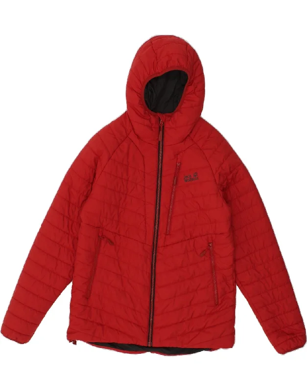 JACK WOLFSKIN Mens Hooded Padded Jacket UK 36/38 Small Red Polyester