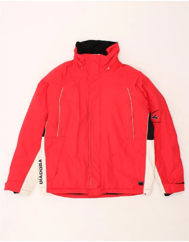 DIADORA Mens Graphic Windbreaker Jacket UK 40 Large Red Colourblock