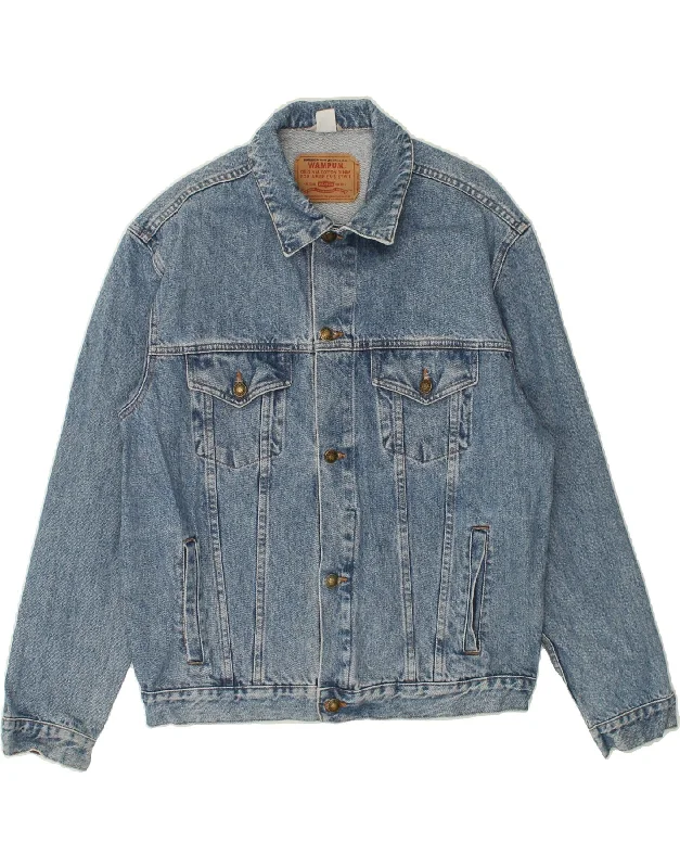 WAMPUM Mens Denim Jacket UK 38 Medium Blue Cotton