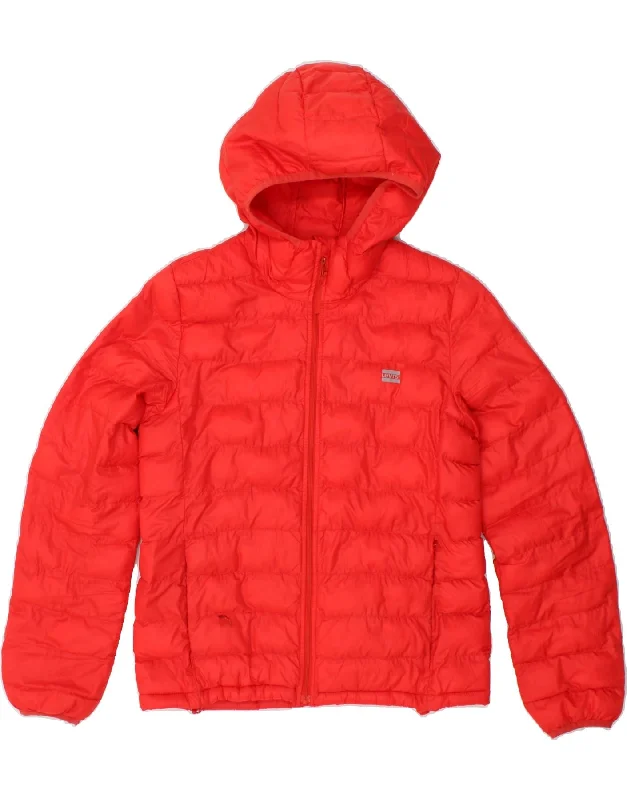 LEVI'S Mens Hooded Padded Jacket UK 36 Small Red Polyester