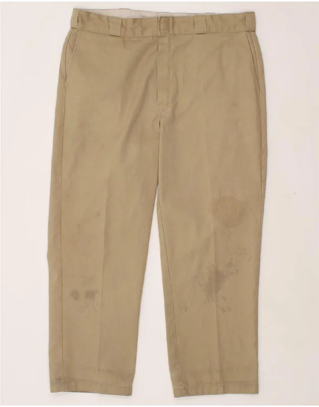 DICKIES Mens Straight Chino Trousers W38 L29 Beige Polyester