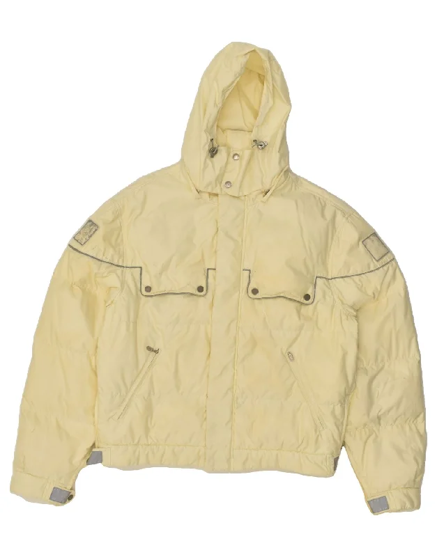 BELSTAFF Mens Hooded Padded Jacket UK 44 2XL Yellow Nylon