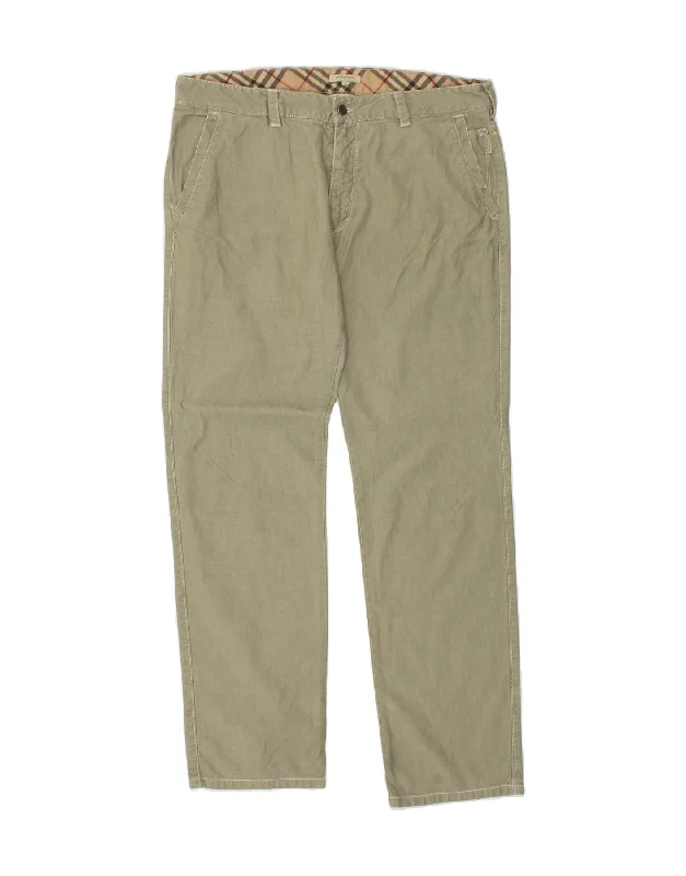 BURBERRY Mens Straight Chino Trousers W37 L34  Khaki Cotton