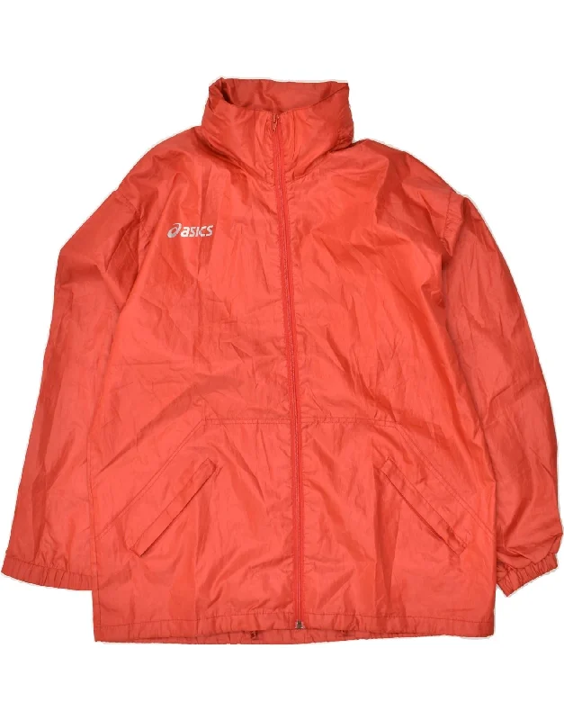 ASICS Mens Rain Jacket UK 38 Medium Red Polyester