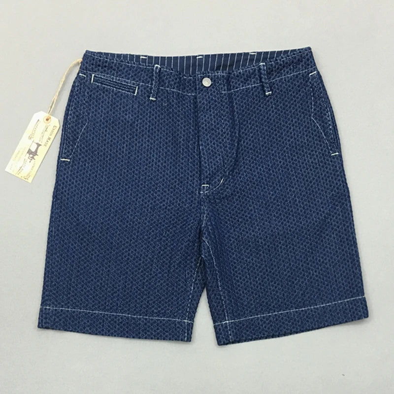 Vintage Wabash Denim Shorts for Men - Knee Length Sashiko