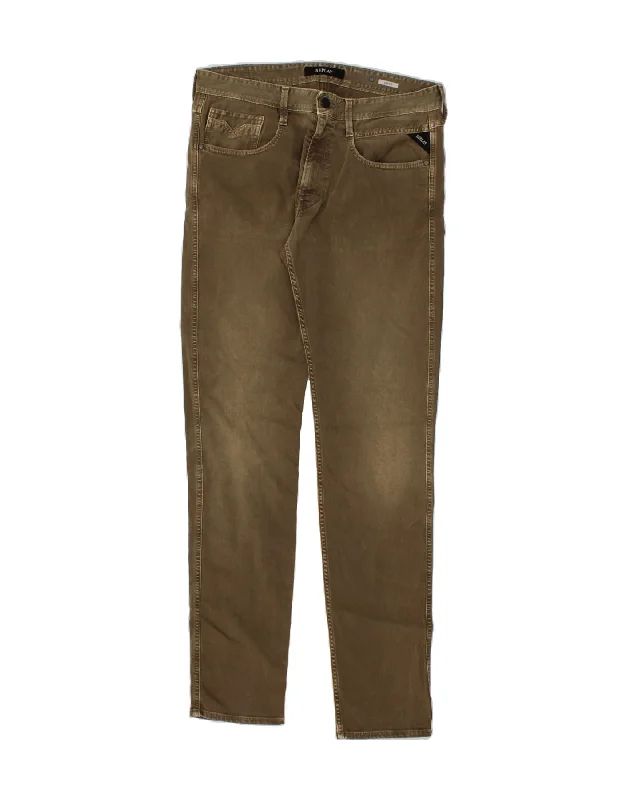 REPLAY Mens Anbass Slim Jeans W34 L36  Khaki