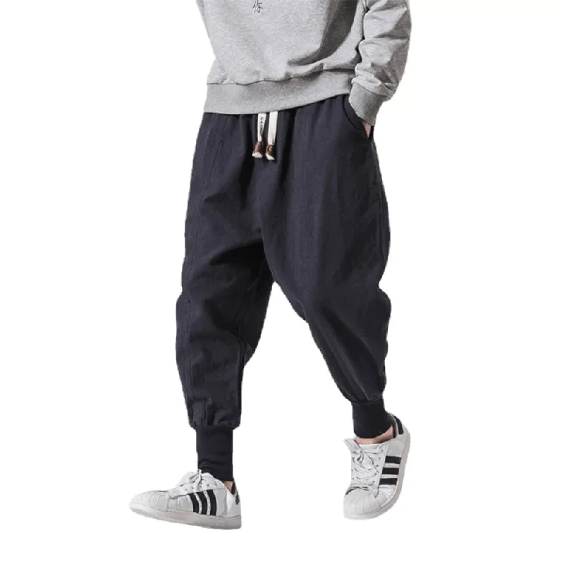 Men Solid Elastic Waist Streetwear Joggers