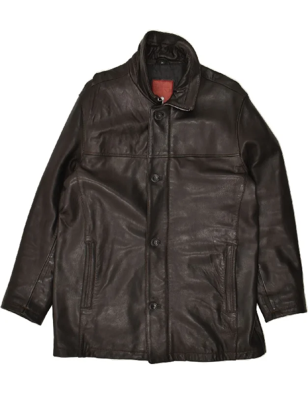 TRAPPER Mens Leather Coat UK 42 XL Black Leather