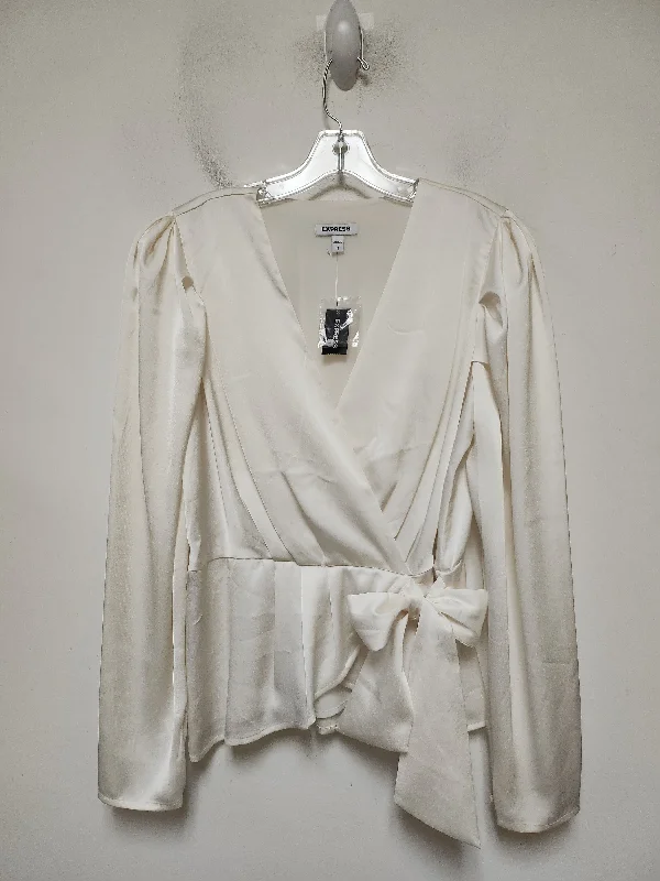 Top Long Sleeve By Express In Cream, Size: L