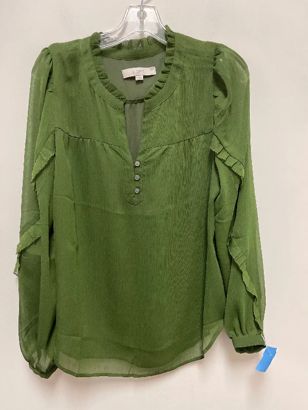 Top Long Sleeve By Loft In Green, Size: M