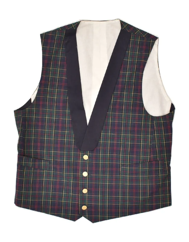 VINTAGE Mens Waistcoat IT 48 Medium Green Check