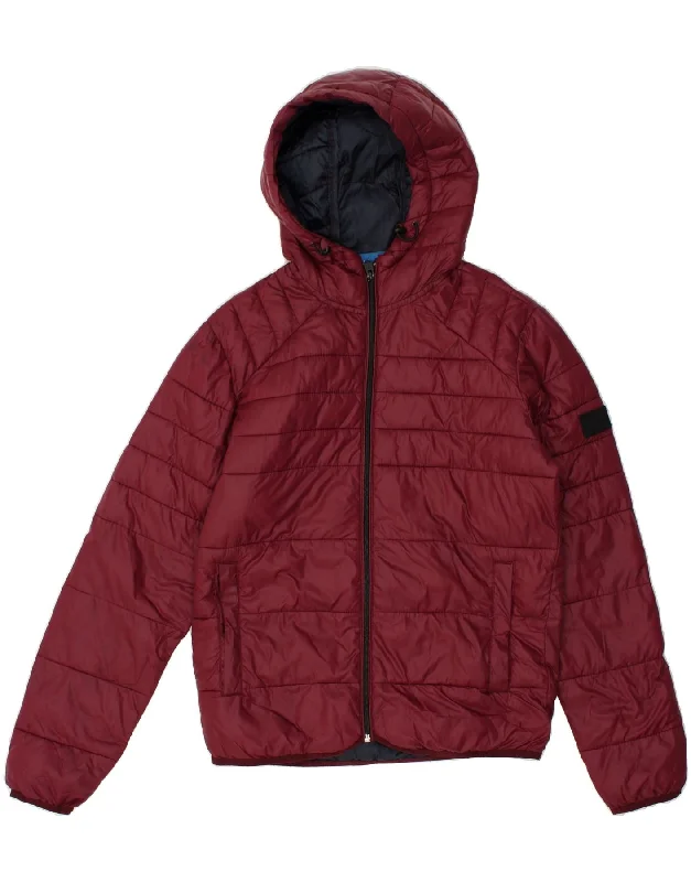 JACK & JONES Mens Hooded Padded Jacket UK 36 Small Red Polyester