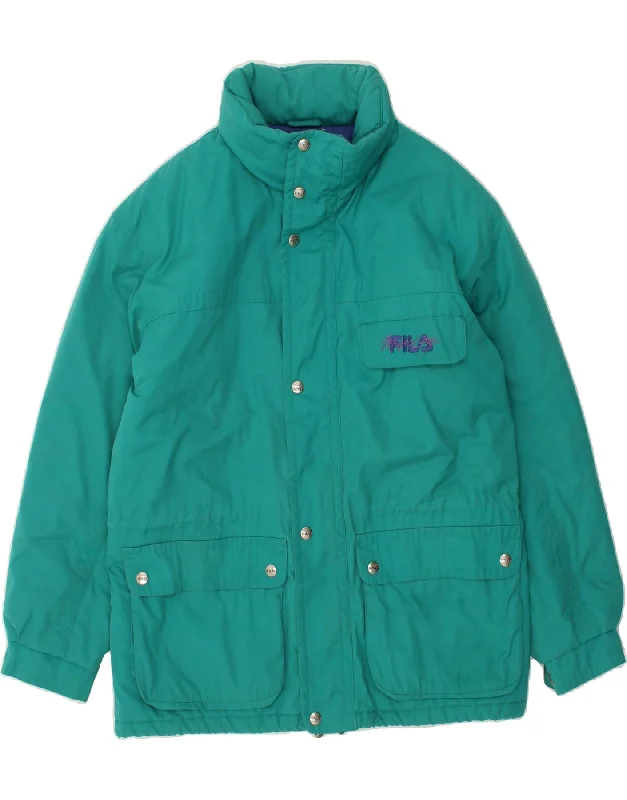 FILA Mens Hooded Windbreaker Jacket IT 54 2XL Green Cotton