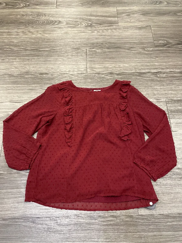 Top Long Sleeve By J. Crew In Red, Size: 12