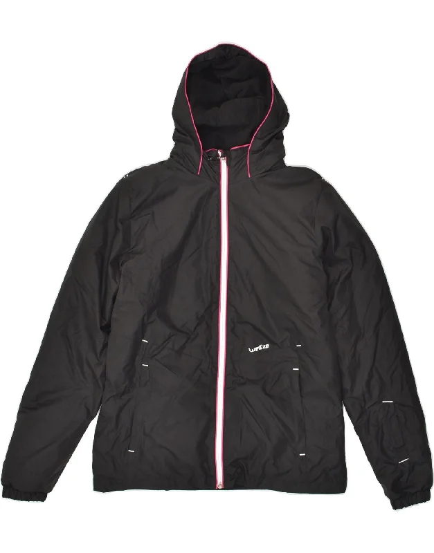 DECATHLON Mens Hooded Rain Jacket UK 36 Small Black Polyester