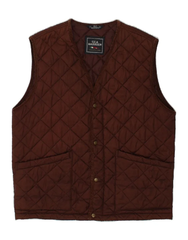 SEA BARRIER Mens Quilted Gilet UK 40 Large Brown Polyester