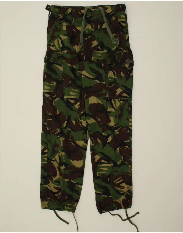 VINTAGE Mens Straight Cargo Trousers W30 L31 Green Camouflage