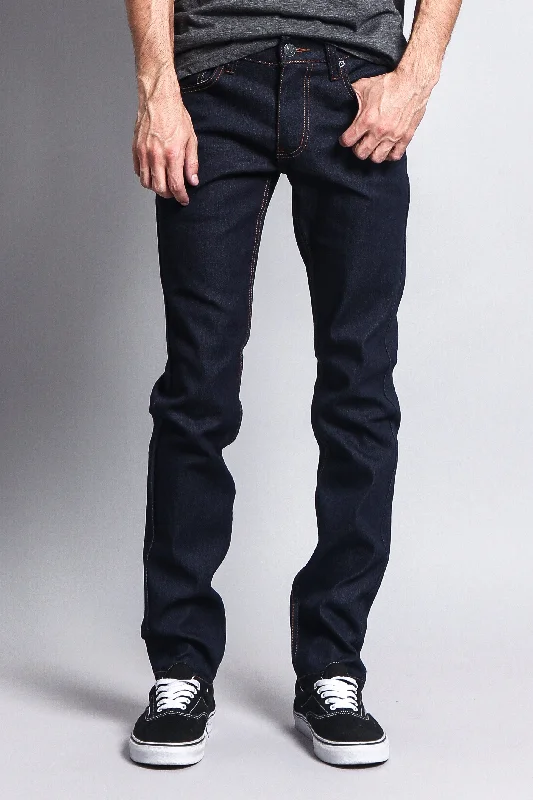 Men's Skinny Fit Raw Denim Jeans (Indigo/Timber)