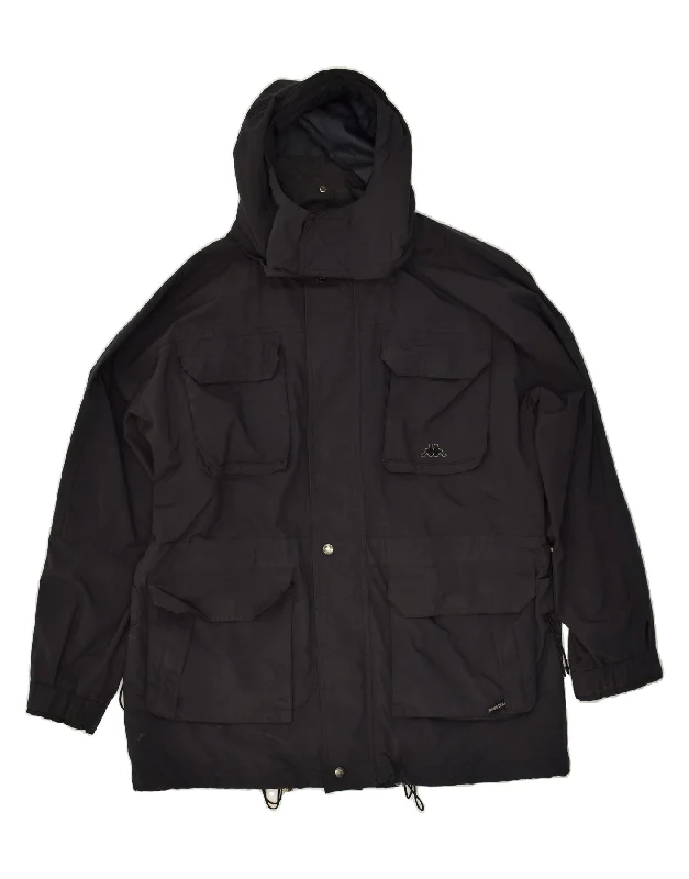 KAPPA Mens Hooded Utility Jacket UK 40 Large Black Nylon