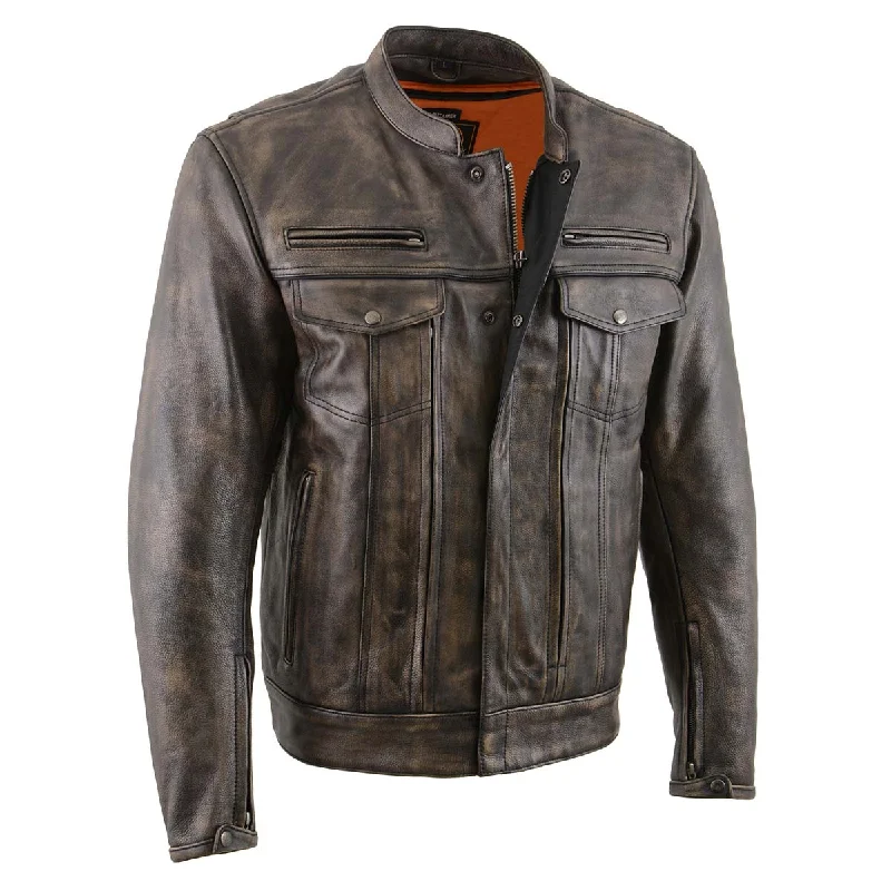 Milwaukee Leather MLM1508 Men's Distressed Brown Premium Leather Motorcycle Rider Jacket