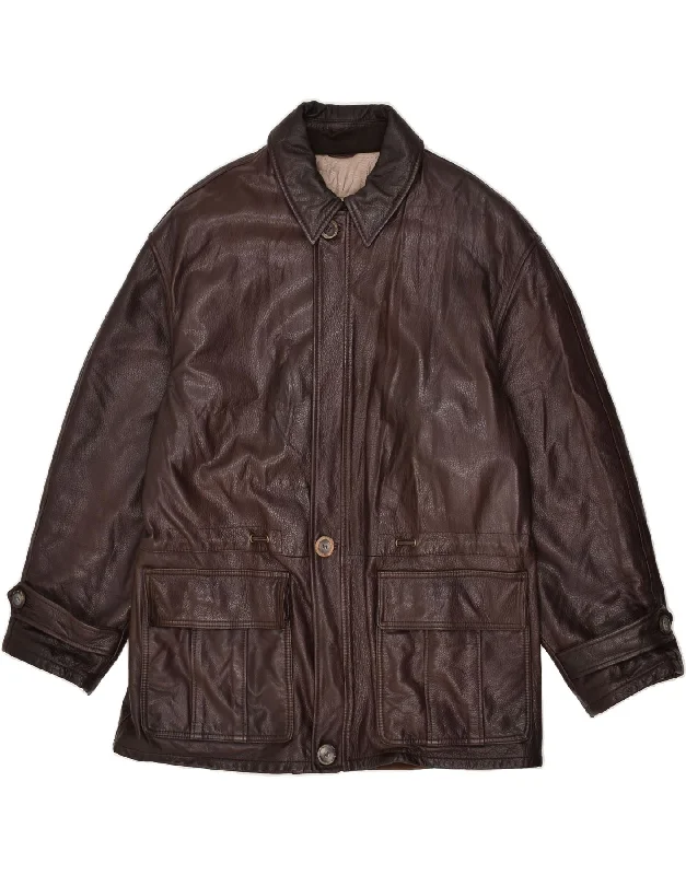 CONBIPEL Mens Leather Jacket IT 48 Medium Brown Leather