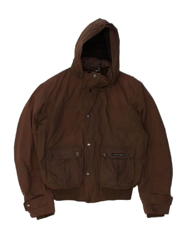 TUCANO URBANO Mens Hooded Bomber Jacket UK 42 XL Brown Polyester