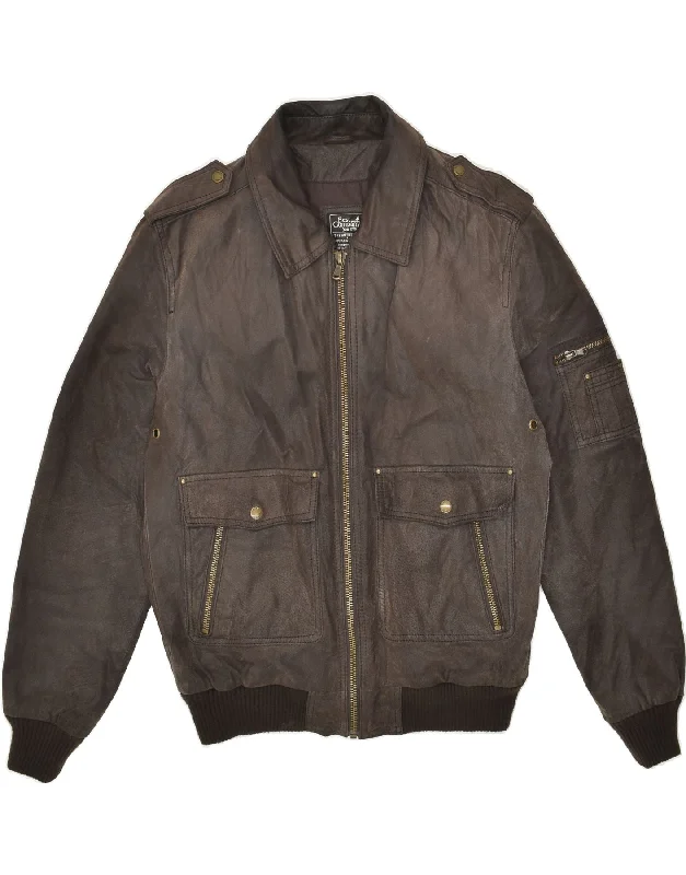 BEST COMPANY Mens Leather Jacket UK 40 Large Brown Leather