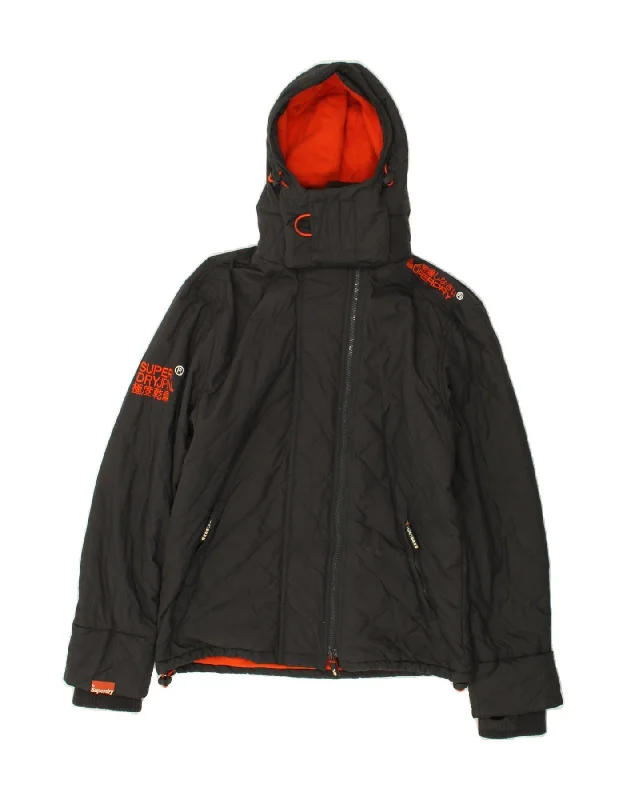 SUPERDRY Mens The Windcheater Hooded Windbreaker Jacket UK 36 Small Black